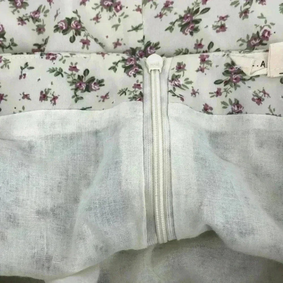 Y2K SKIRT WOMENS MEDIUM RUCHED 90s INSPIRED FLORAL MINI INVISIBLE ZIPPER COTTON - Picture 5 of 13